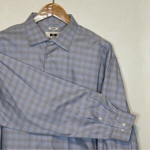 Joseph Abboud Blue & Gray Plaid Dress Shirt Size 18 34/35
